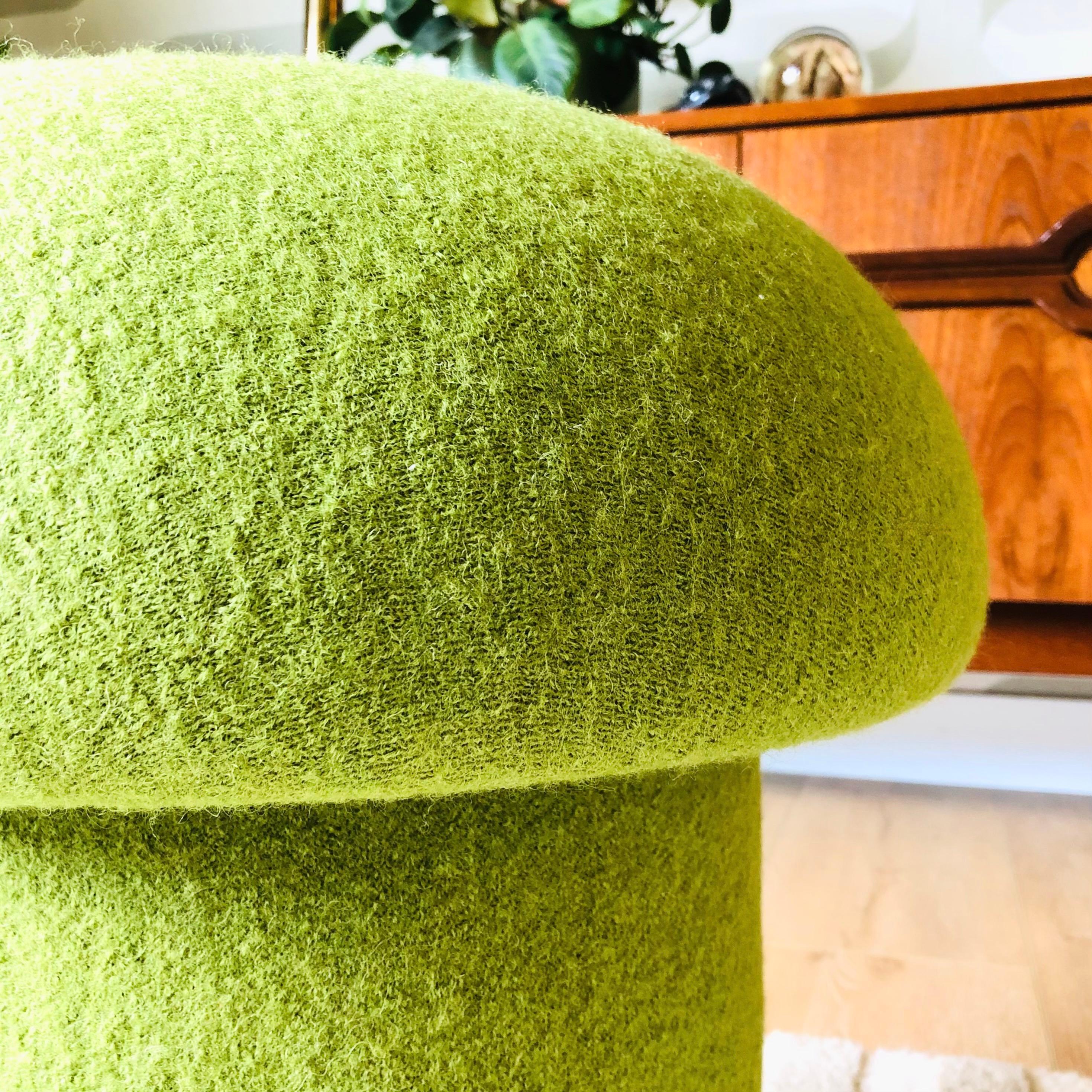 Mushroom Ottoman in Kiwi Wool For Sale 2
