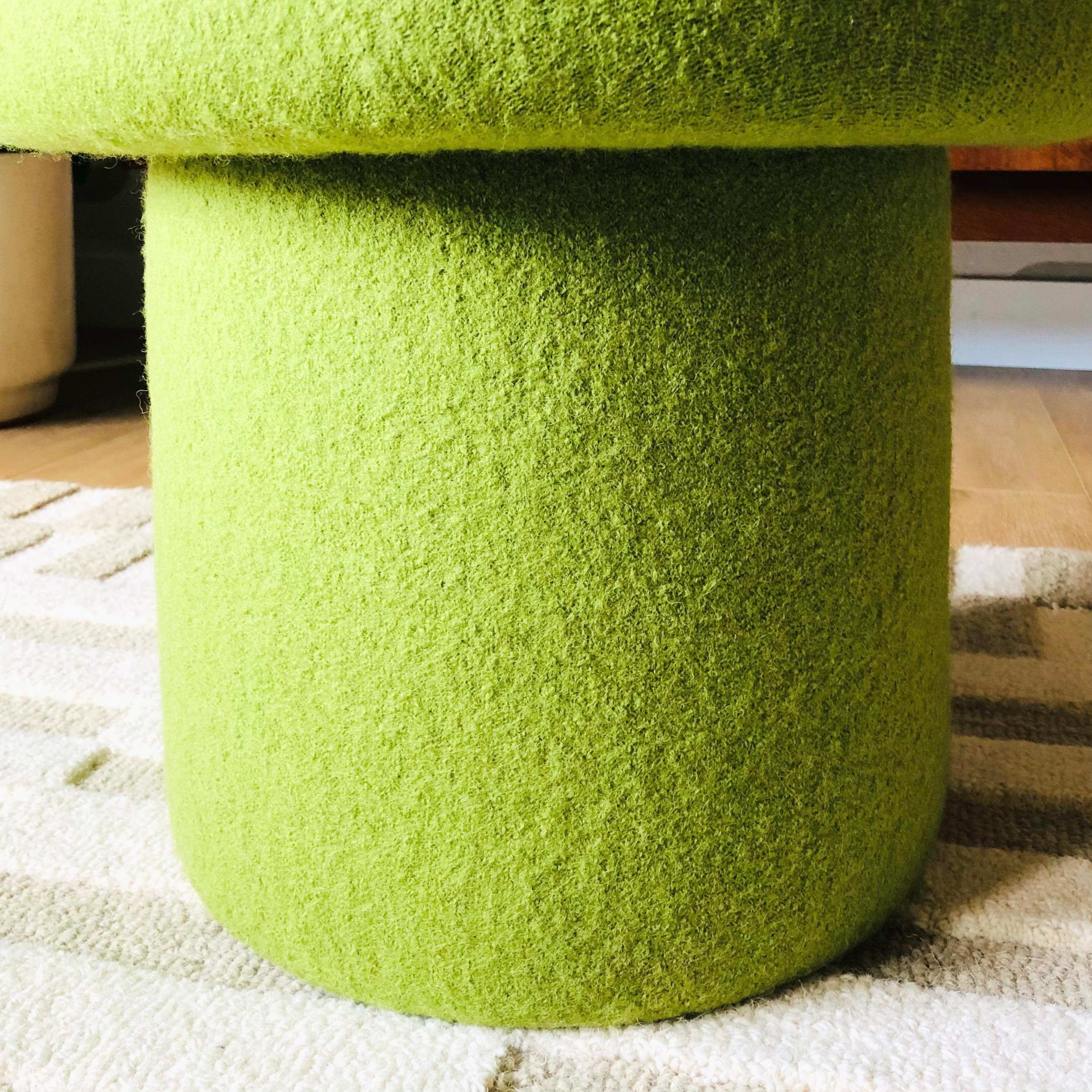 Mushroom Ottoman in Kiwi Wool For Sale 3