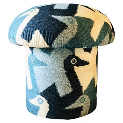 Mushroom Ottoman in Lagoon Birds