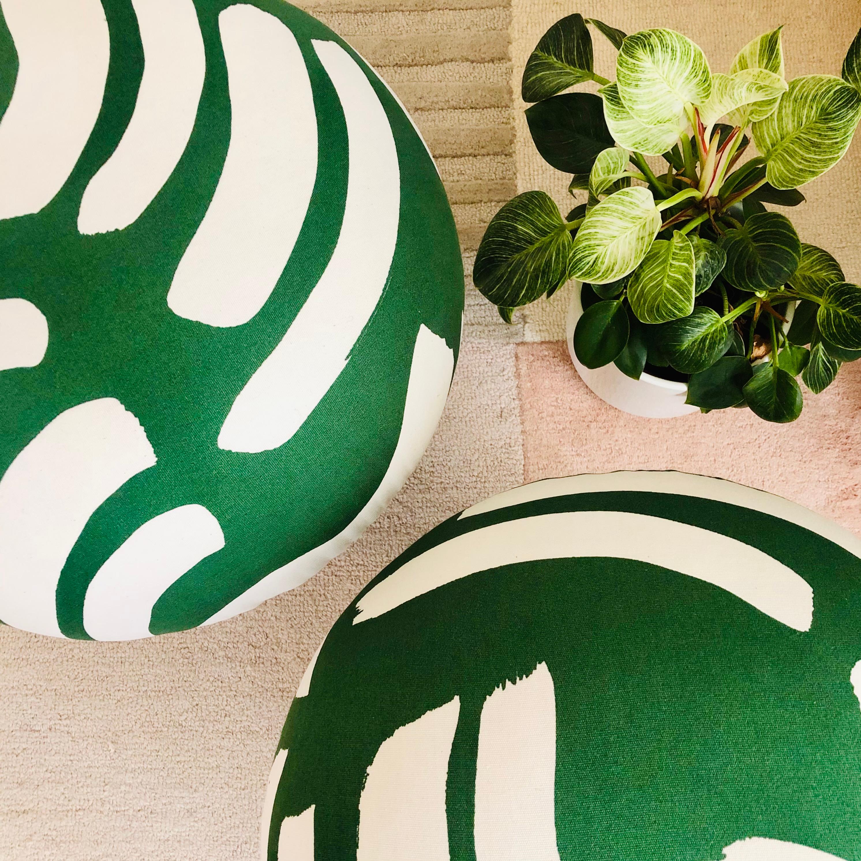 Modern Mushroom Ottoman in Marimekko Hyraily For Sale