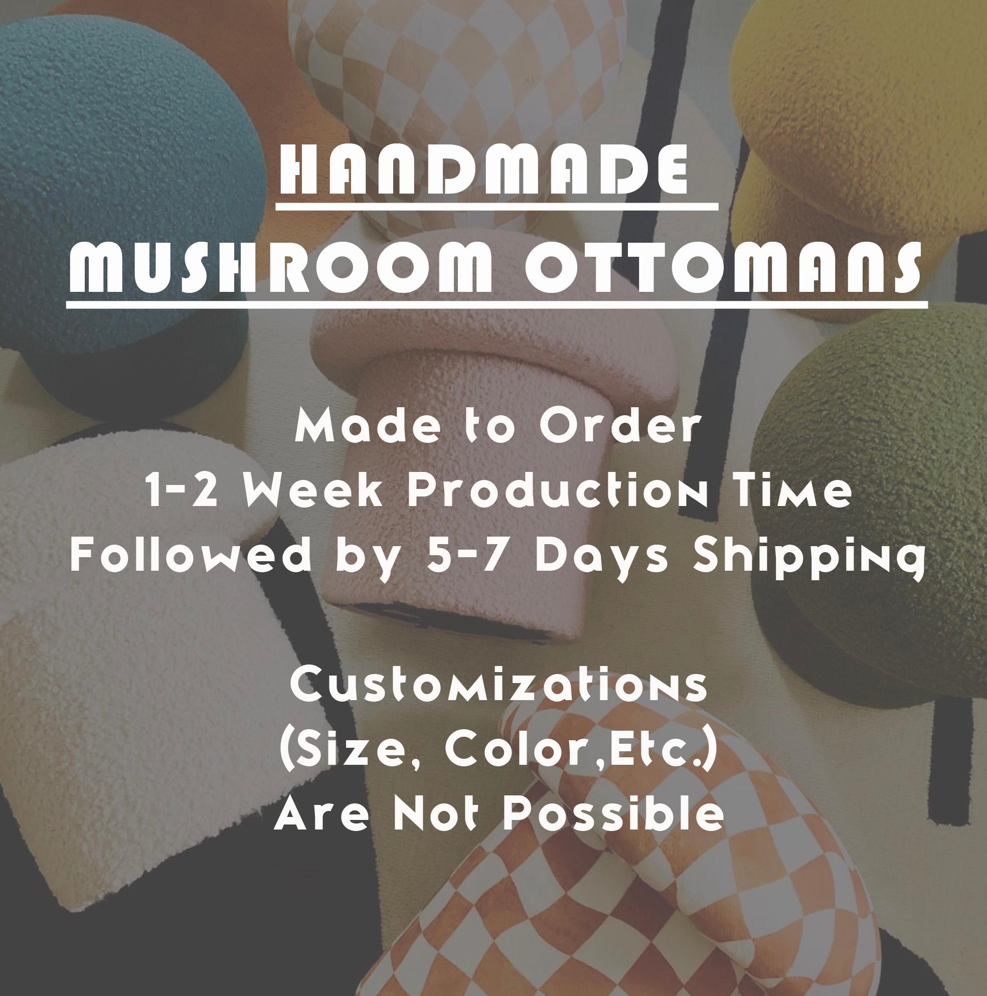 Contemporary Mushroom Ottoman in Marimekko Unikko Beige For Sale