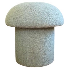 Vintage Mushroom Ottoman in Mist Boucle