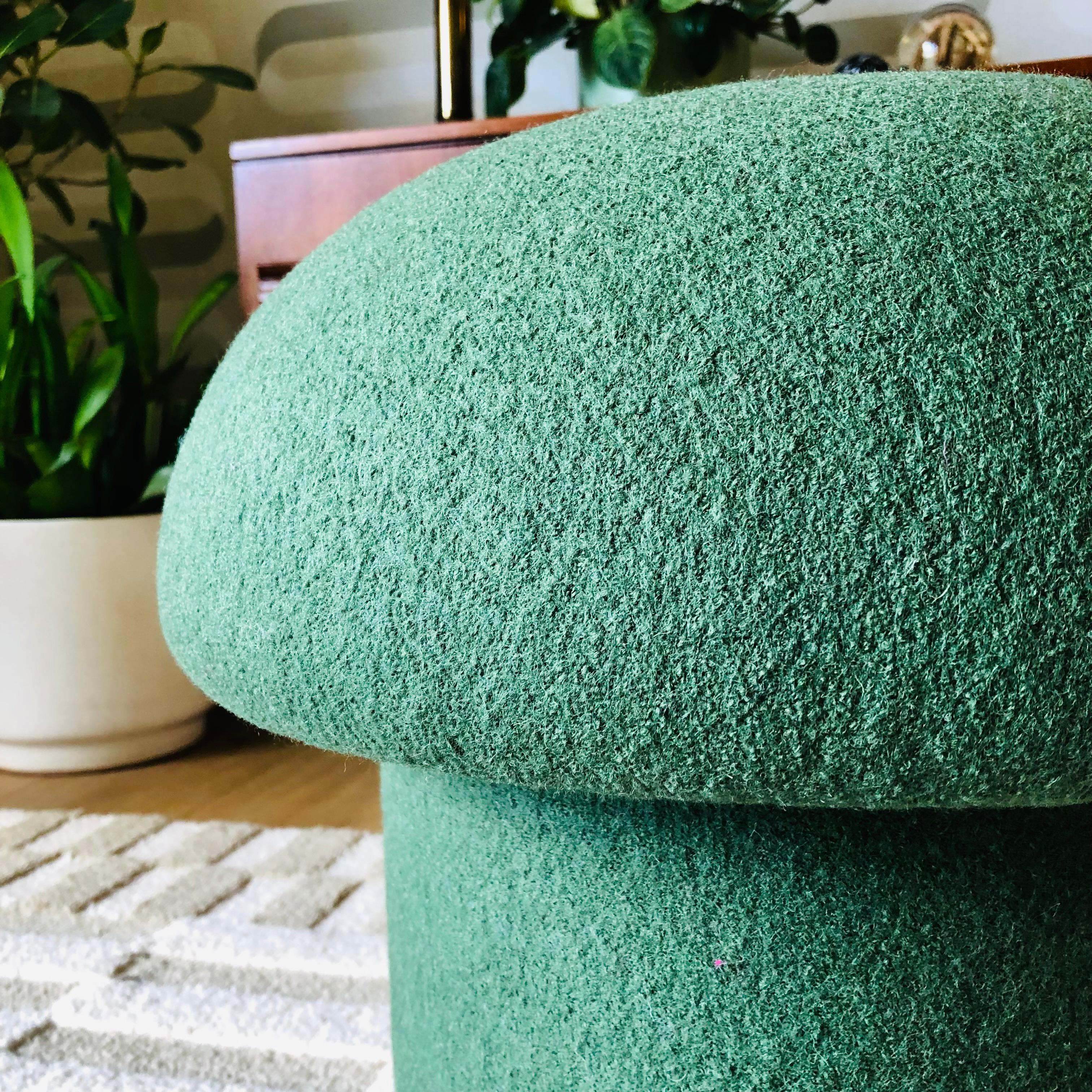 Contemporary Mushroom Ottoman in Moss Wool For Sale