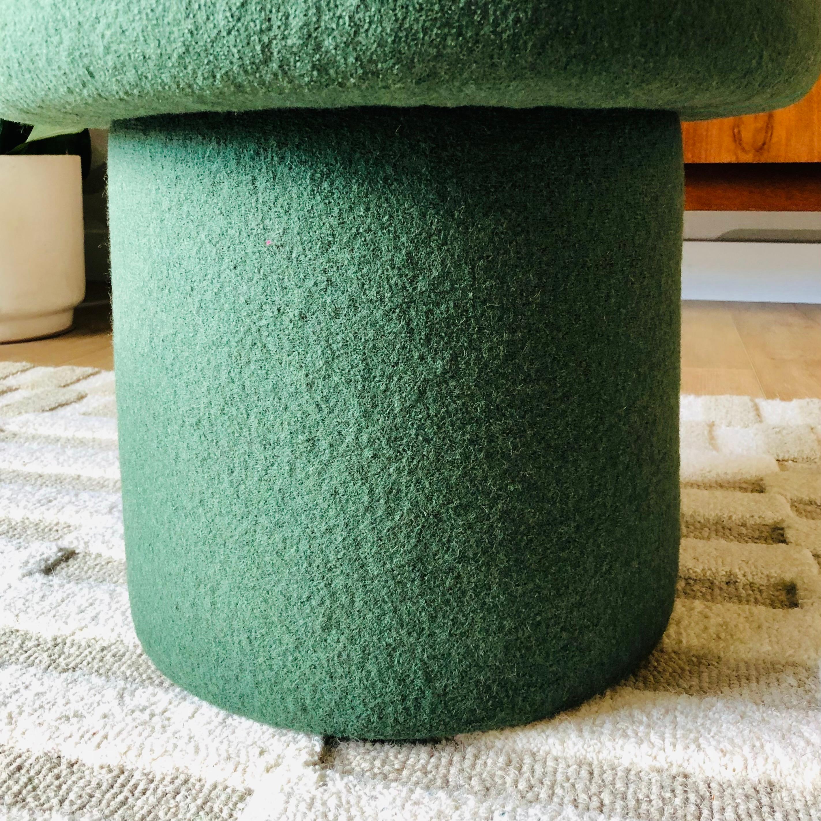 Mushroom Ottoman in Moss Wool For Sale 1