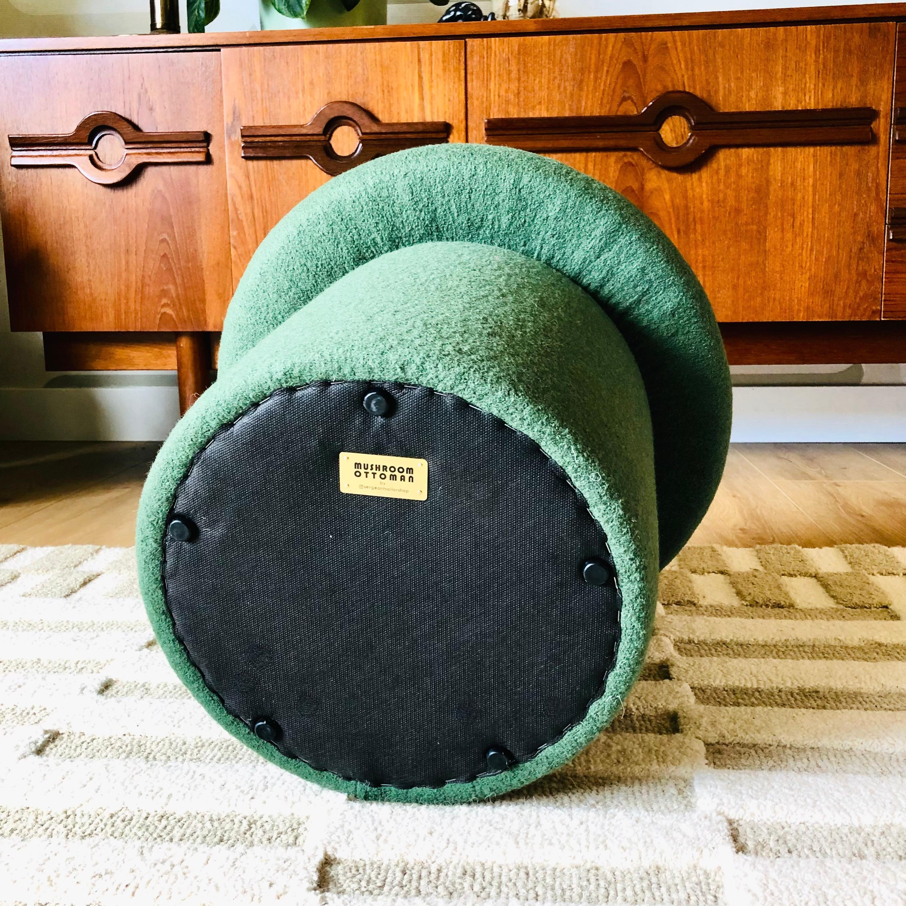 Mushroom Ottoman in Moss Wool For Sale 3