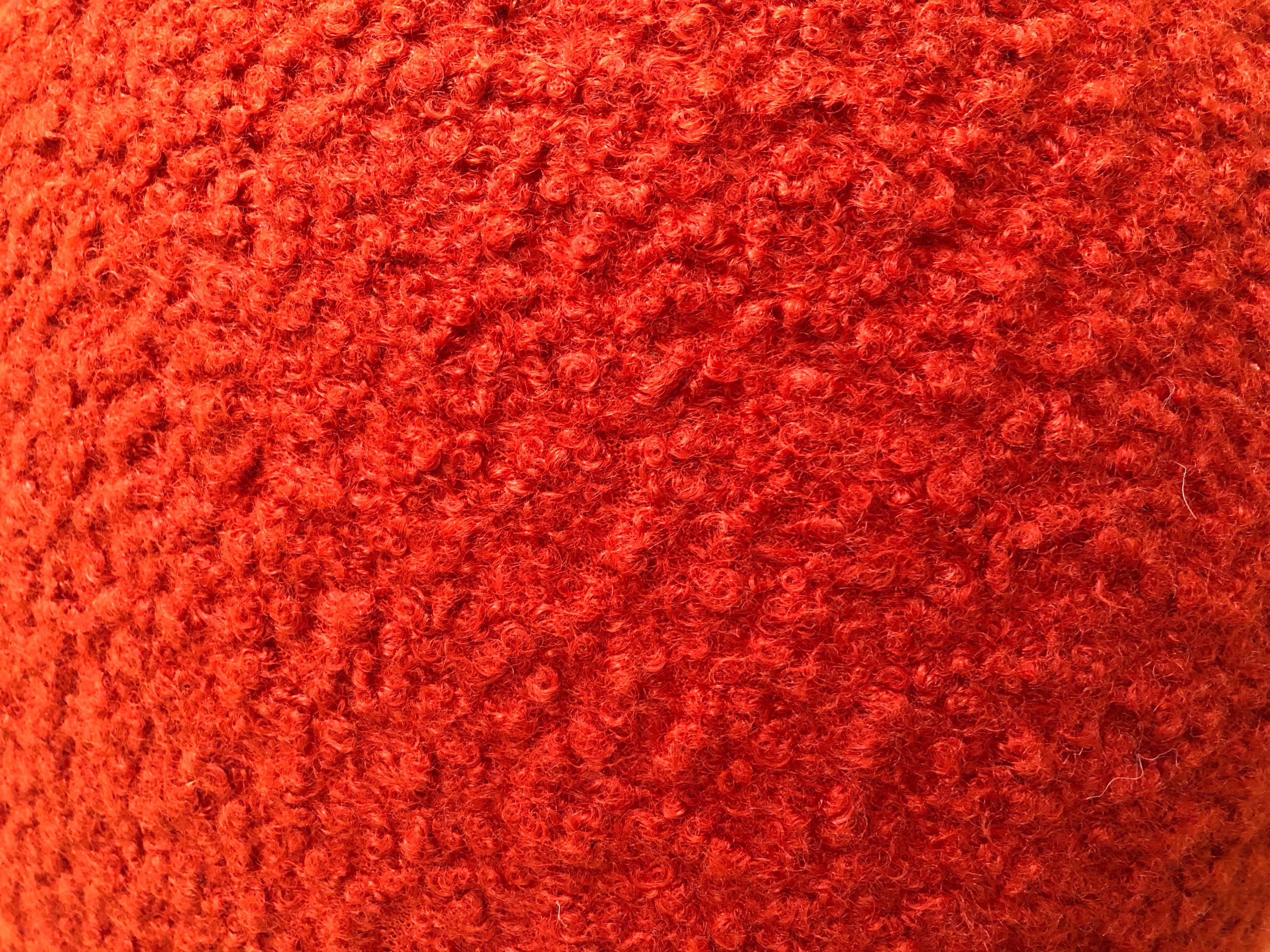 American Mushroom Ottoman in Persimmon Boucle For Sale