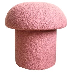 Pouf champignon en bouclette rose