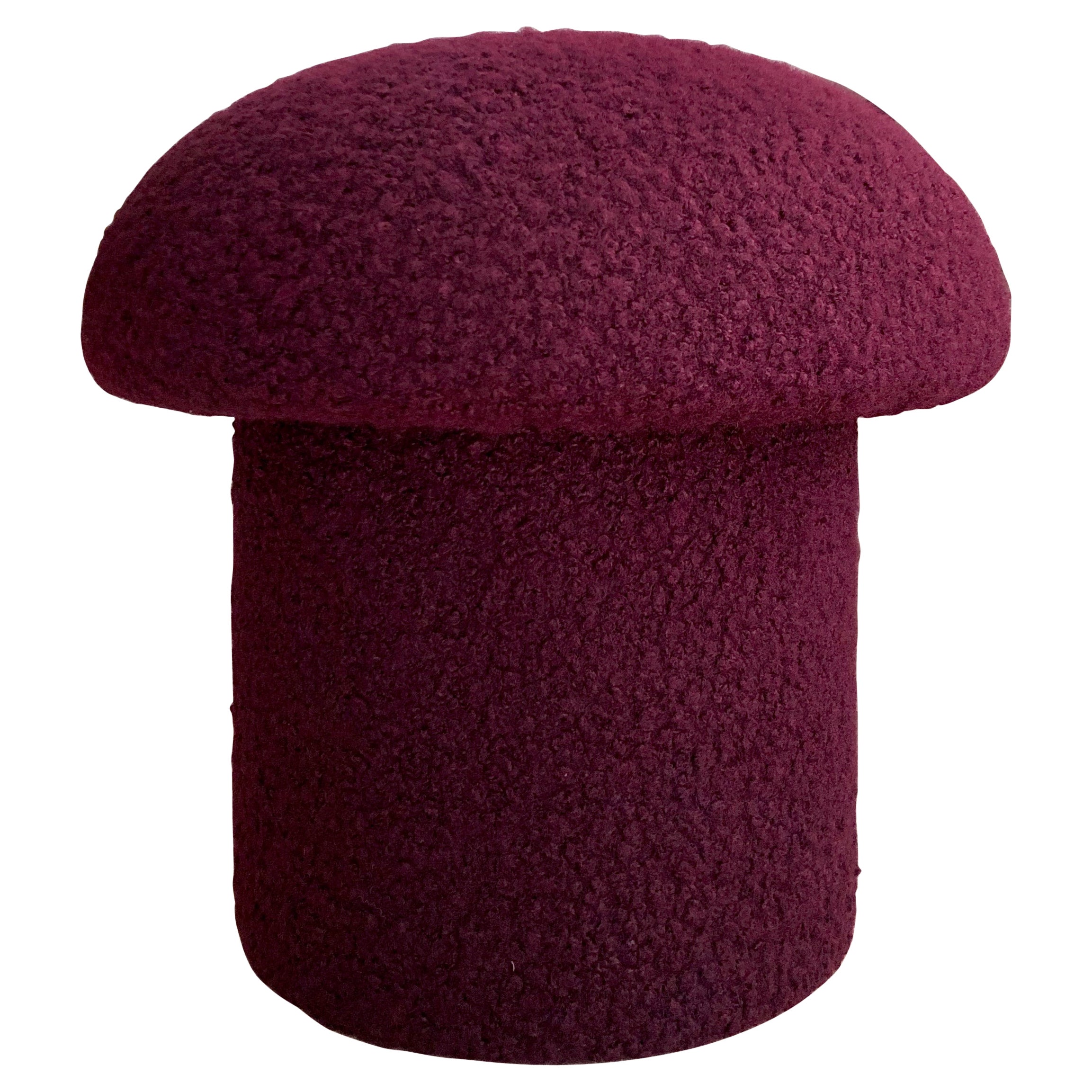 Mushroom Ottoman in Plum Boucle