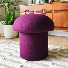 Handmade Mushroom Ottoman in Plum Boiled Wool, Mid-Century Modern Design, USA