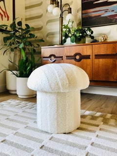Mushroom Ottoman in Plush Stripe