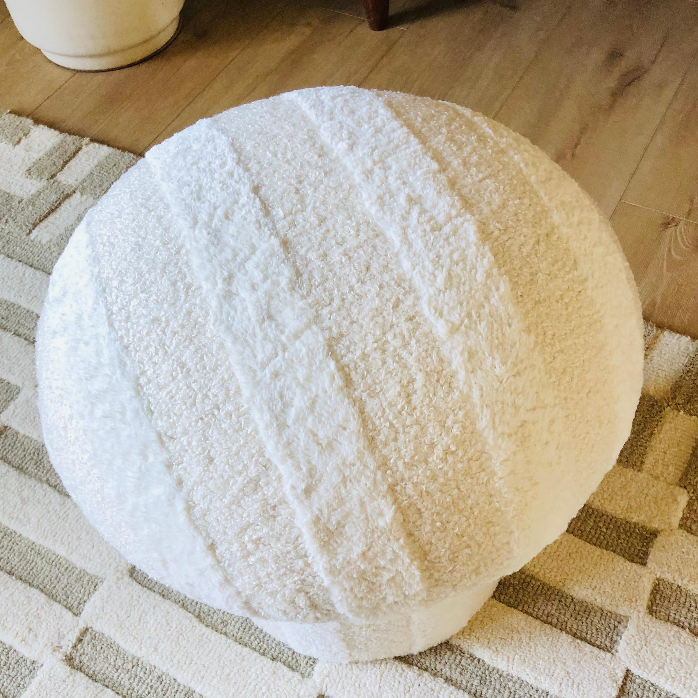 American Mushroom Ottoman in Plush Stripe For Sale