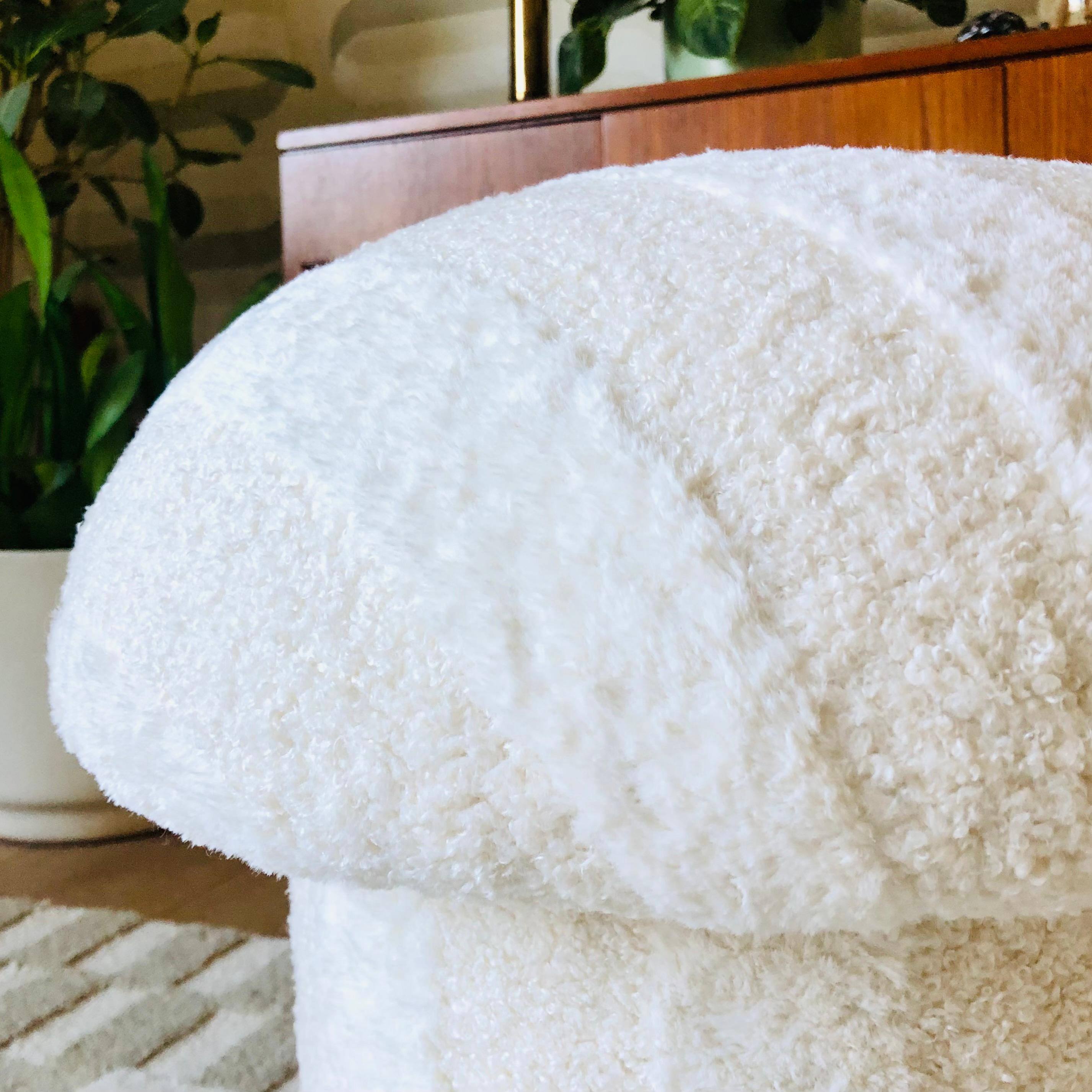 Mushroom Ottoman in Plush Stripe In New Condition For Sale In Fairfield, CA