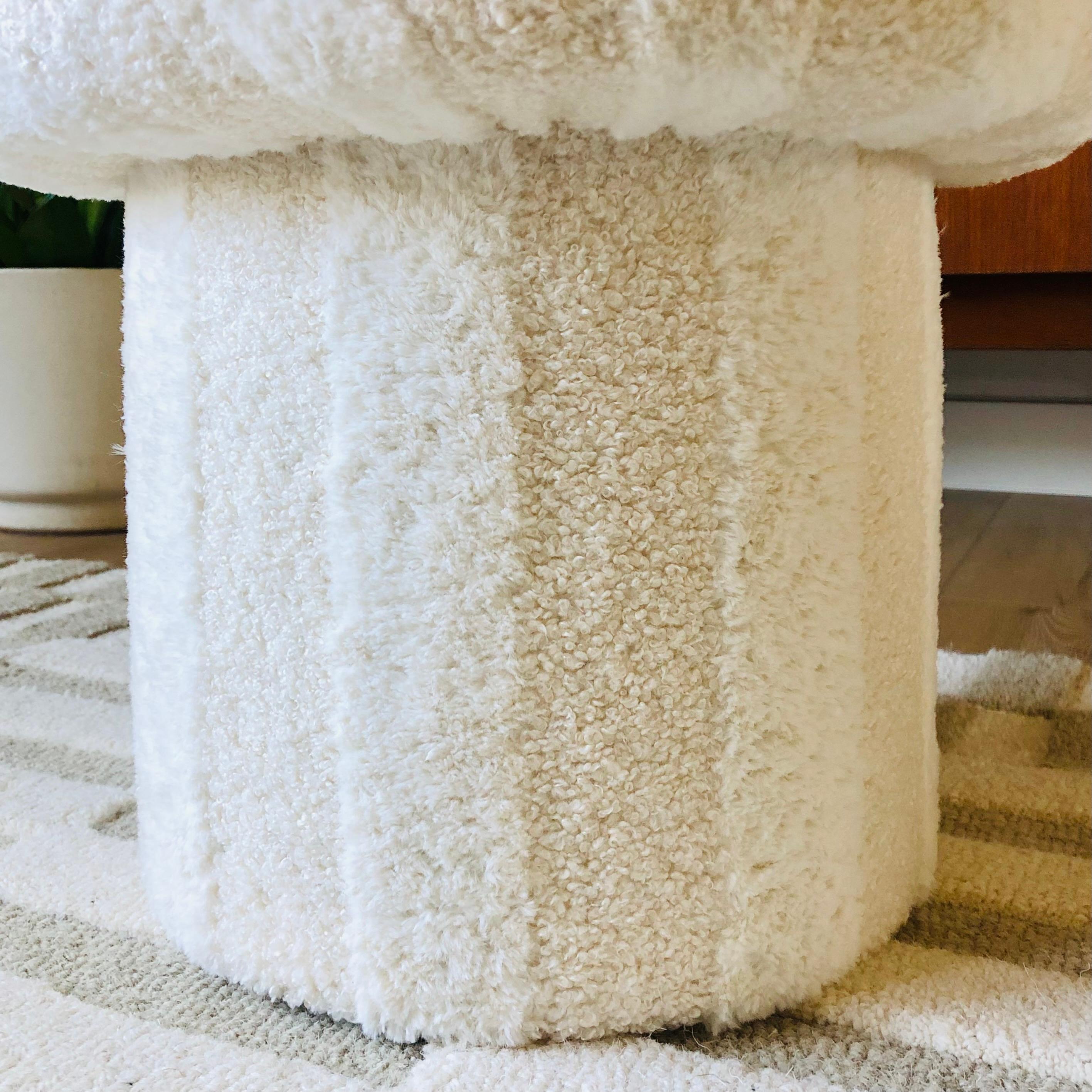 Contemporary Mushroom Ottoman in Plush Stripe For Sale
