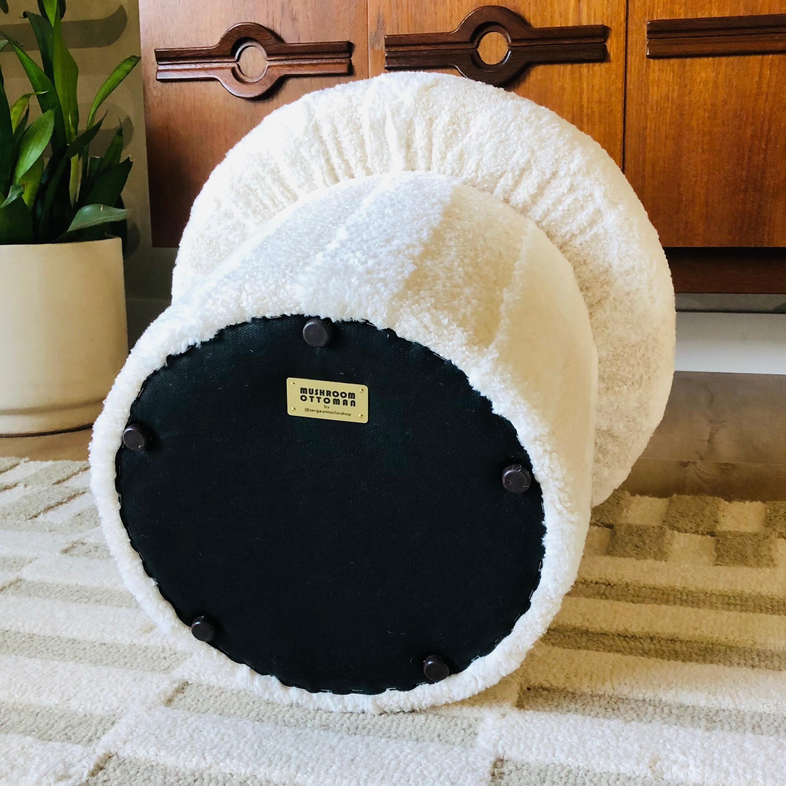 Mushroom Ottoman in Plush Stripe For Sale 1