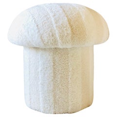Mushroom Ottoman in Plush Stripe