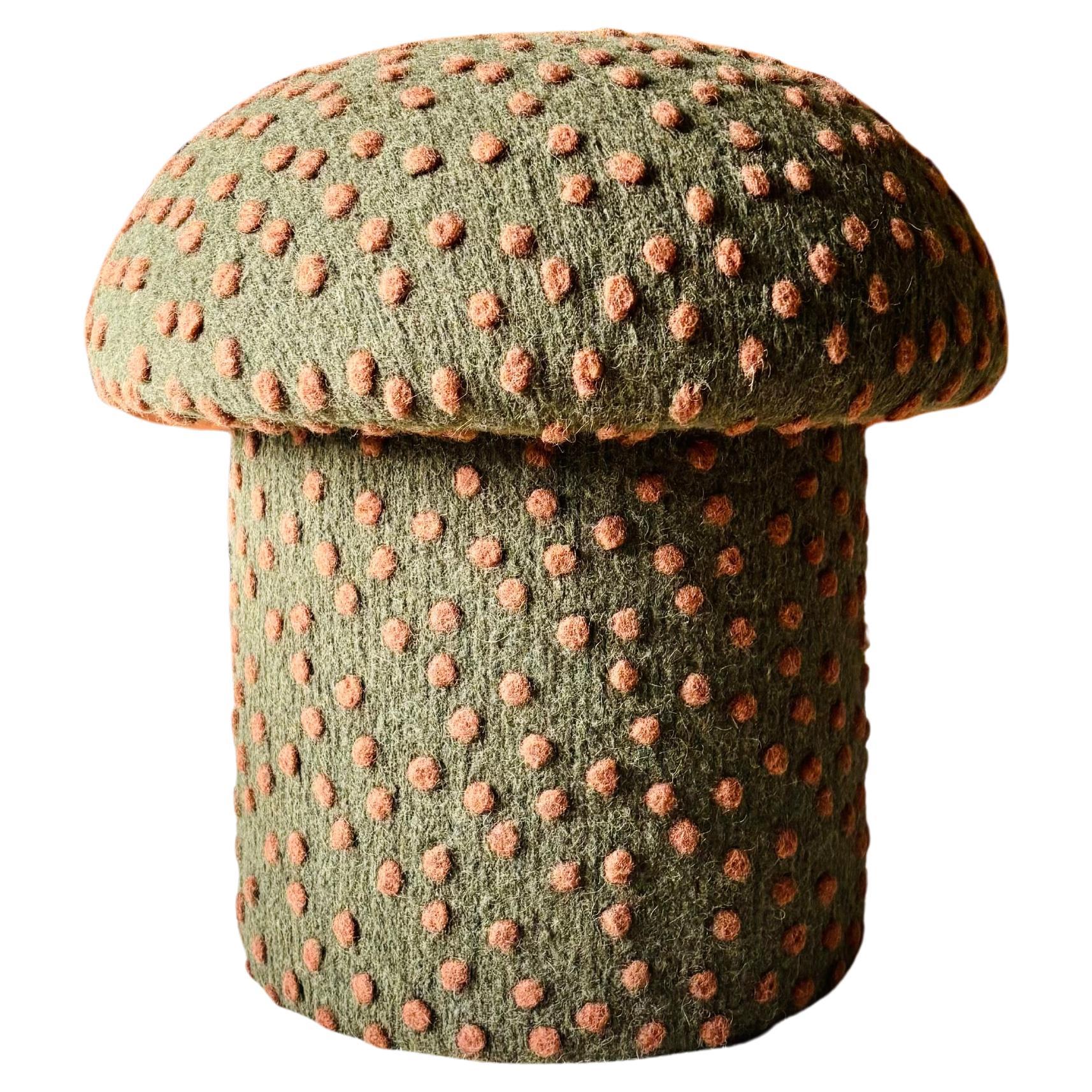 Mushroom Ottoman in Sequoia Wool Dot