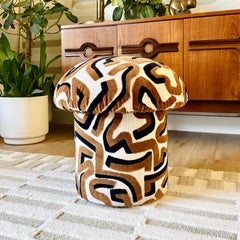 Mushroom Ottoman in "Serpentine" Specialty Fabric