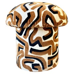 Mushroom Ottoman in "Serpentine" Specialty Fabric