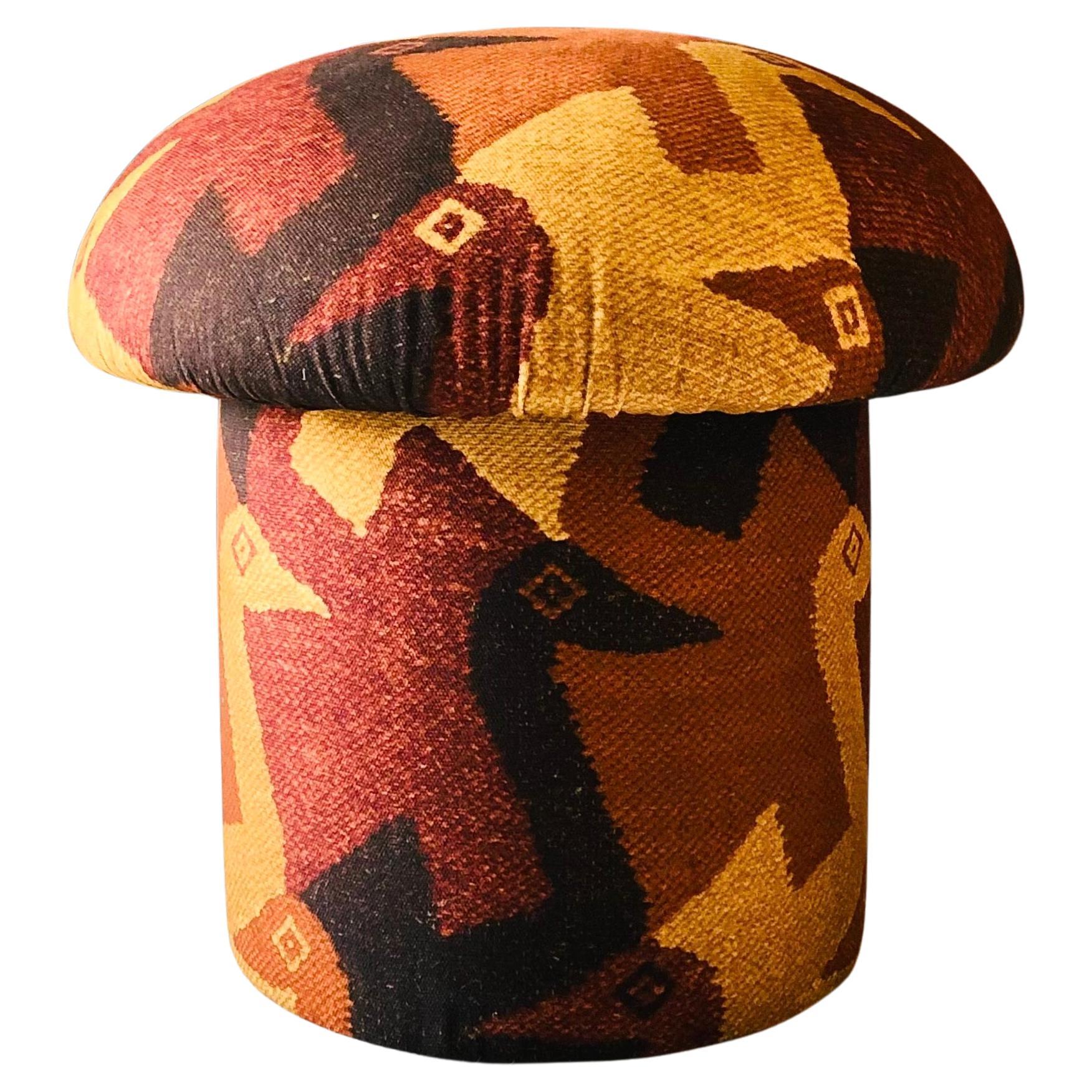 Mushroom Ottoman in Sunset Birds