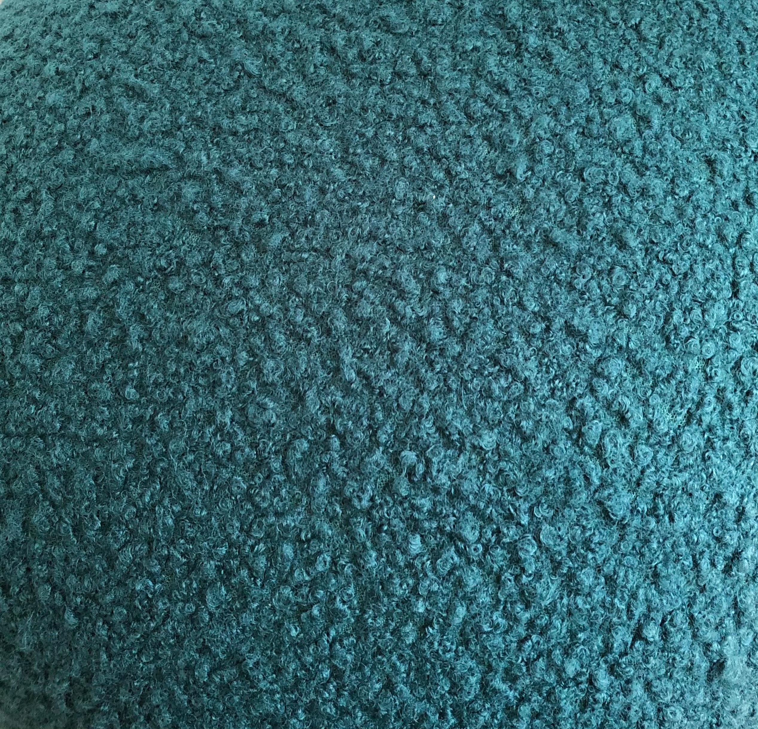 Contemporary Mushroom Ottoman in Teal Boucle For Sale