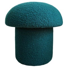 Mushroom Ottoman in Teal Boucle