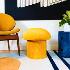 Mushroom Ottoman in Topaz Plush