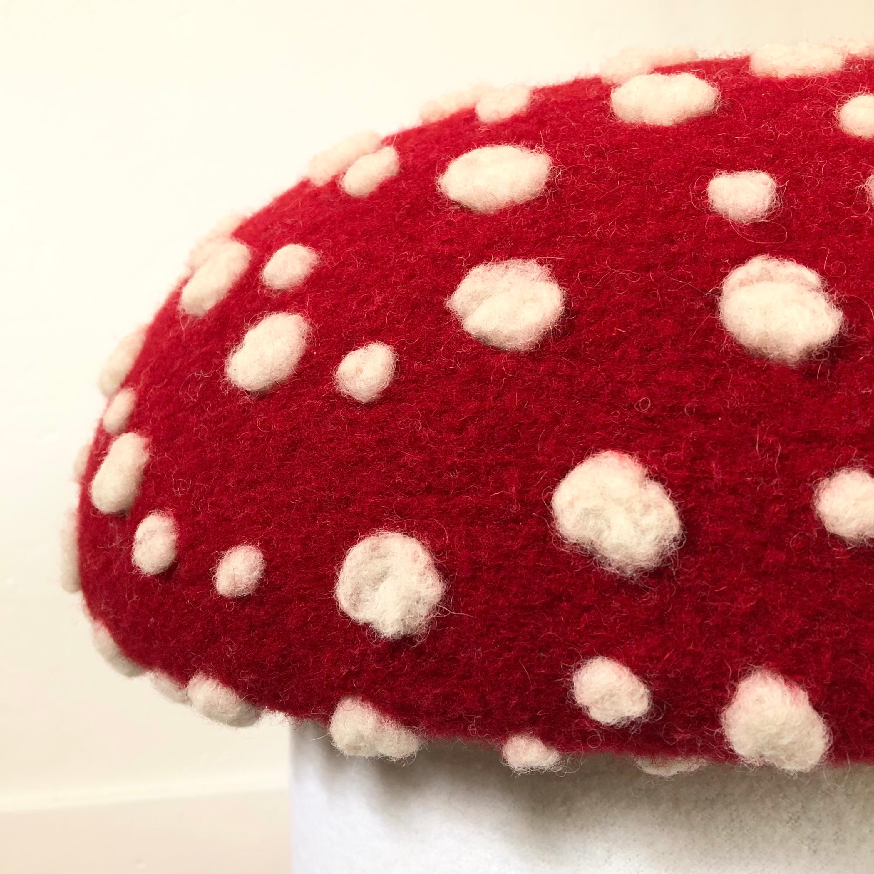 Mid-Century Modern Mushroom Ottoman in Wool Fly Agaric For Sale