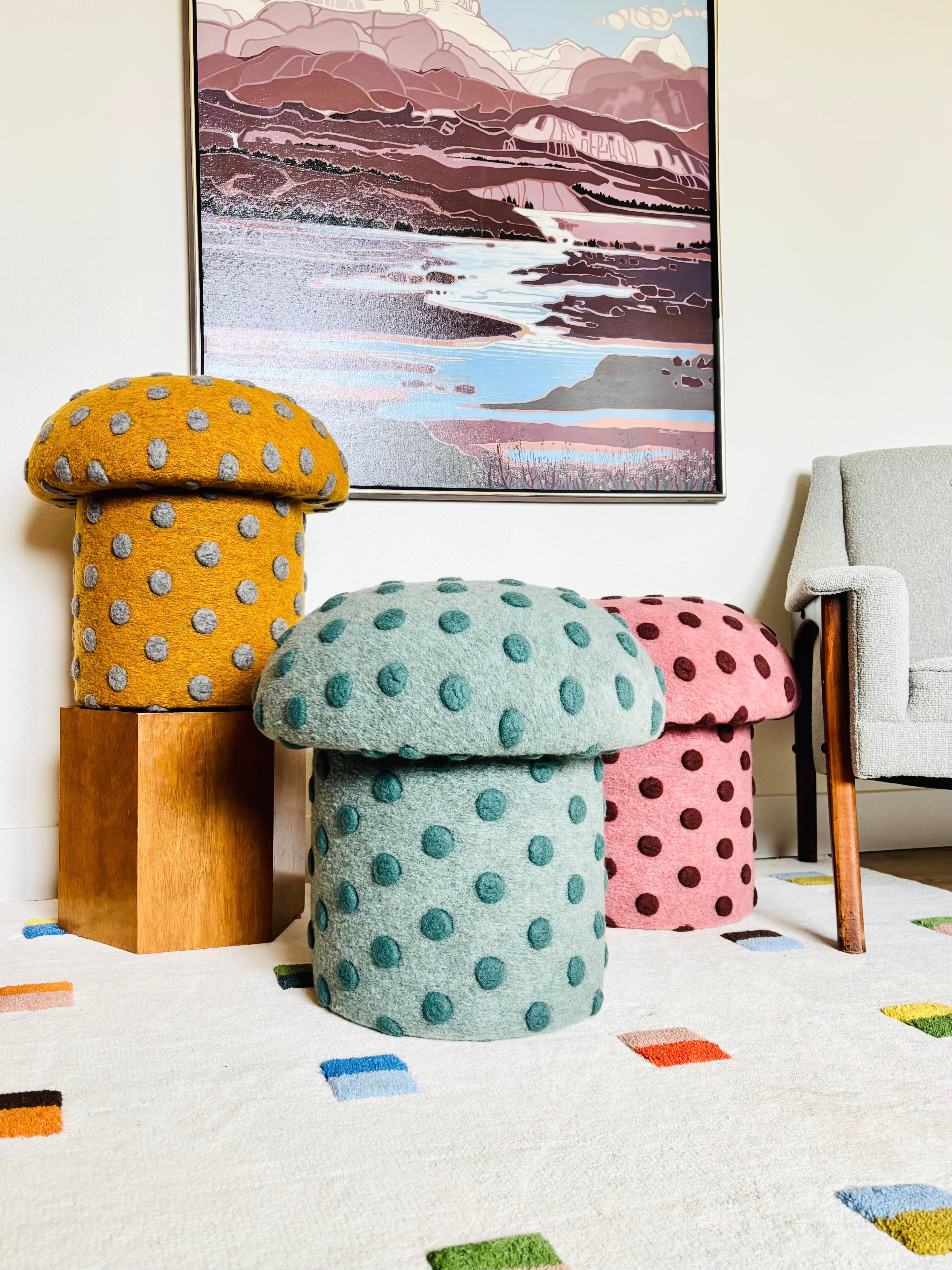 Pouf en laine Jade Dot en vente 4