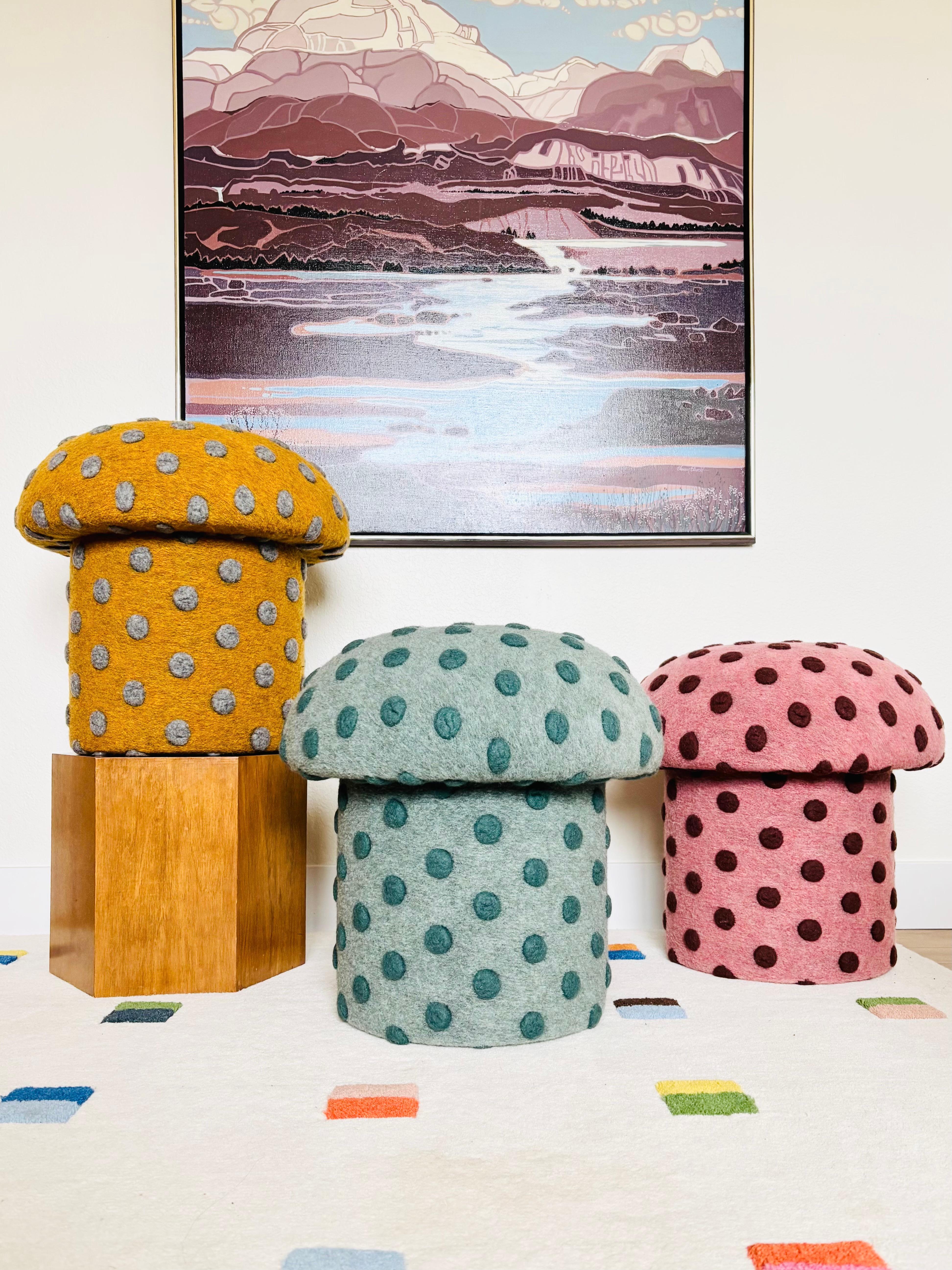 Pouf en laine Jade Dot en vente 5