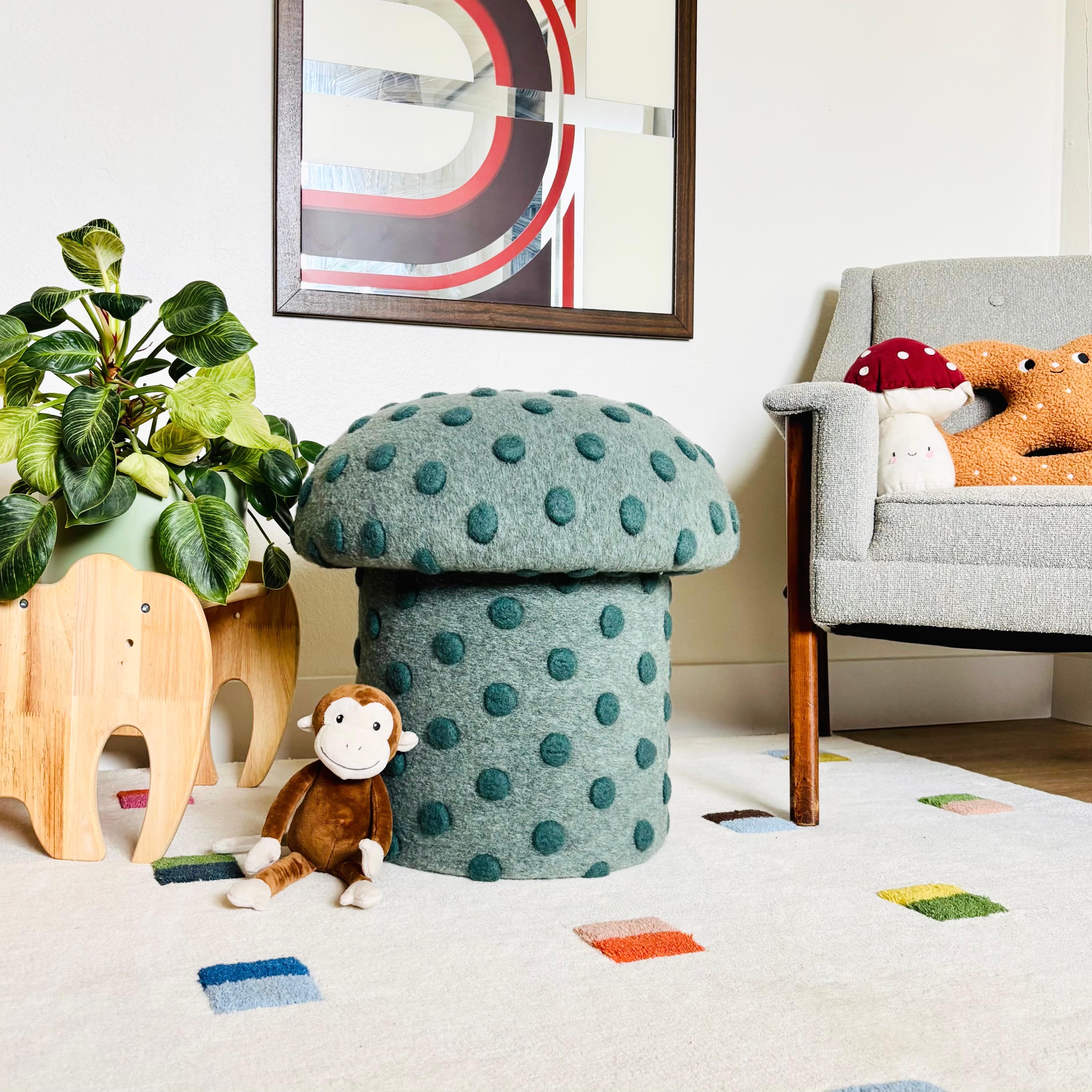 Américain Pouf en laine Jade Dot en vente