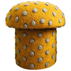 Mushroom Ottoman in Wool Ochre Dot