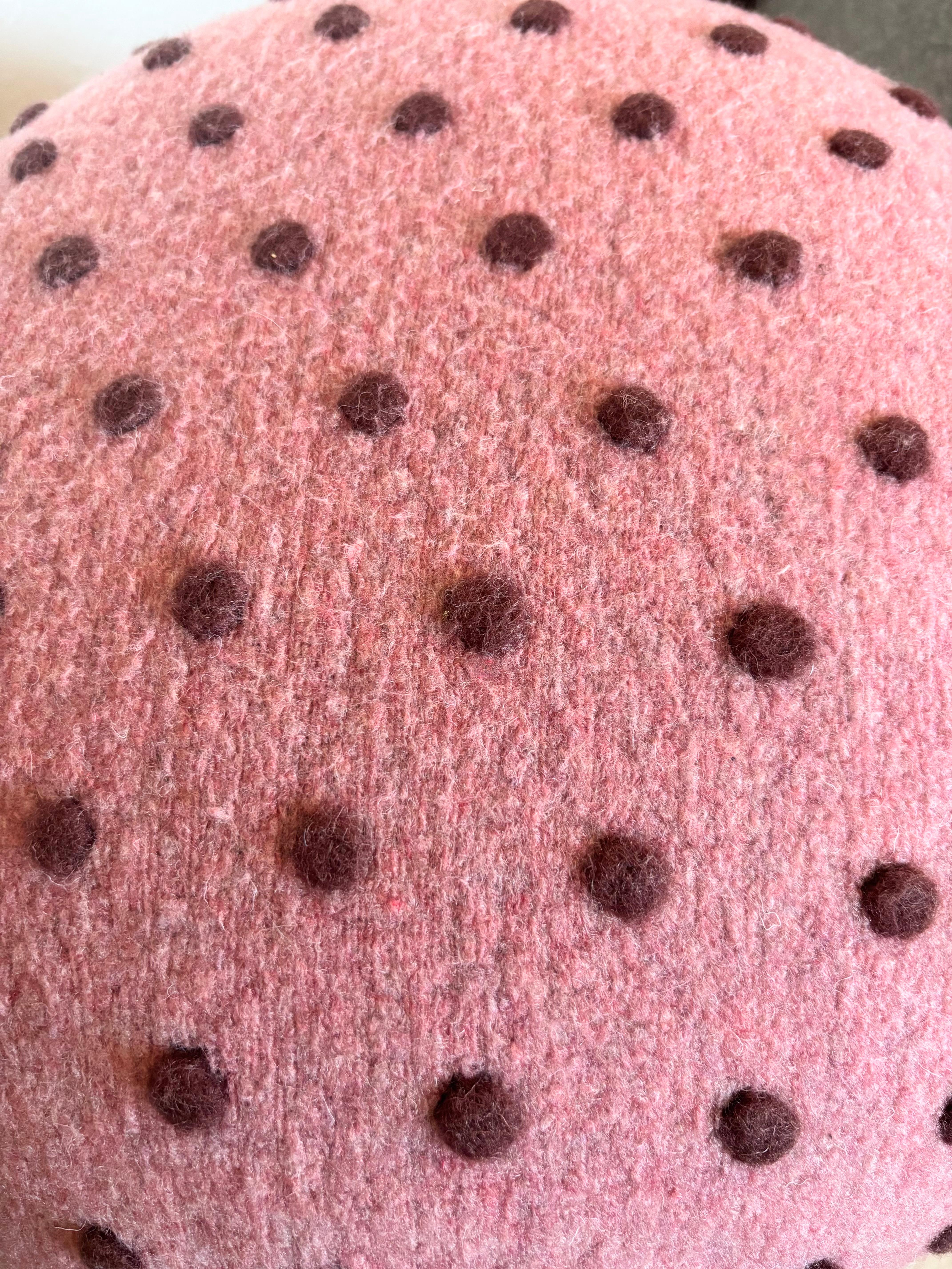 Mushroom Ottoman in Wool Pink Dot - Small Dots For Sale 1