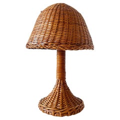 Charmante lampe italienne en rotin en forme de champignon, 1970