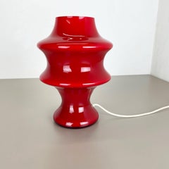 "Mushroom" Red Glass Table Desktop Light Made by Hustadt Lights, Germany, 1970s