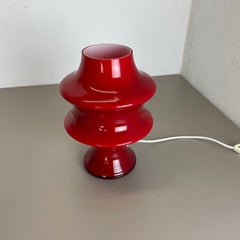 "Mushroom" Red Glass Table Desktop Light Made Hustadt Lights, Germany, 1970 No.2