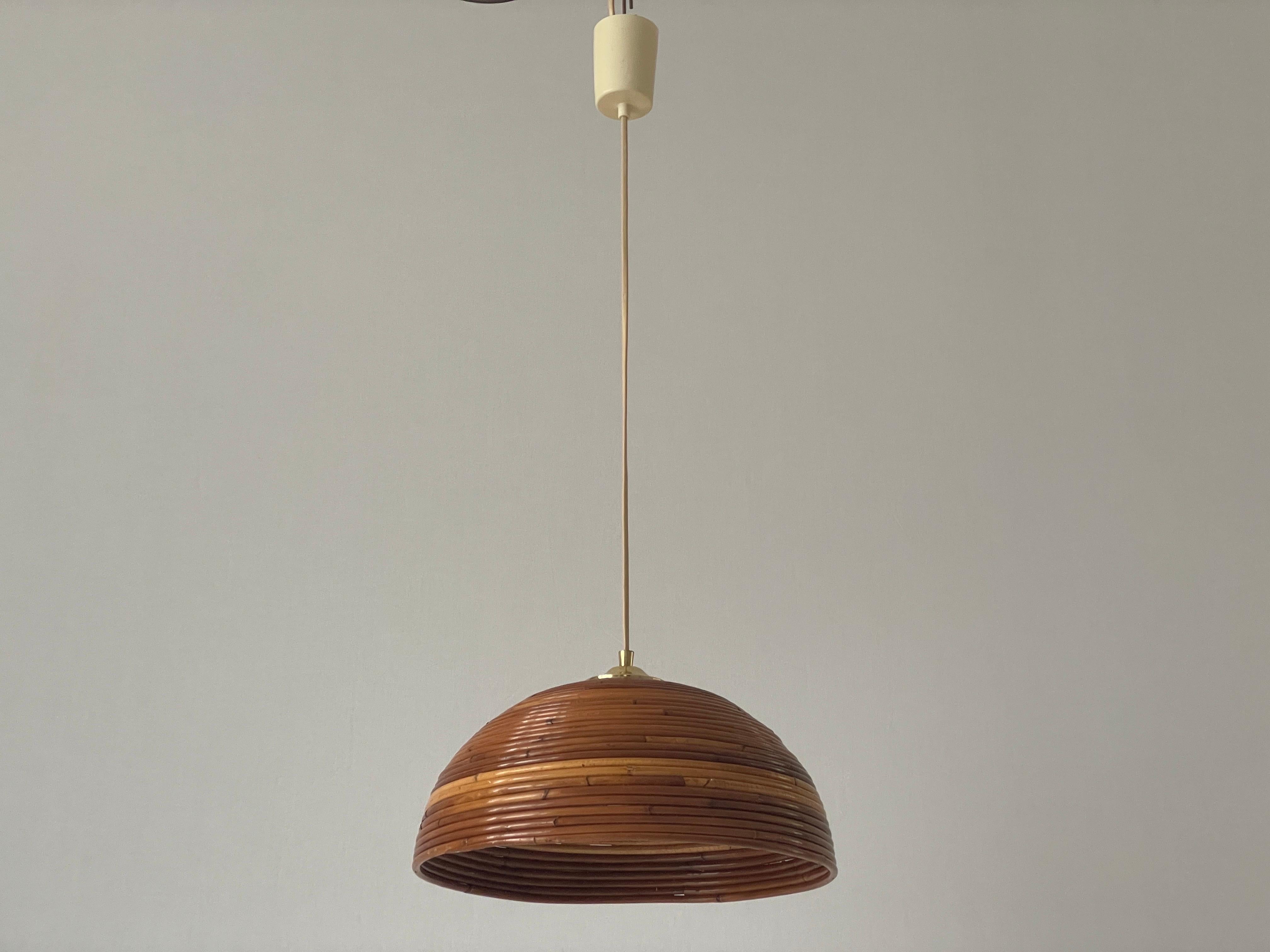 Mushroom Shaped Bamboo Pendant Lamp, 1960s, Germany For Sale 5