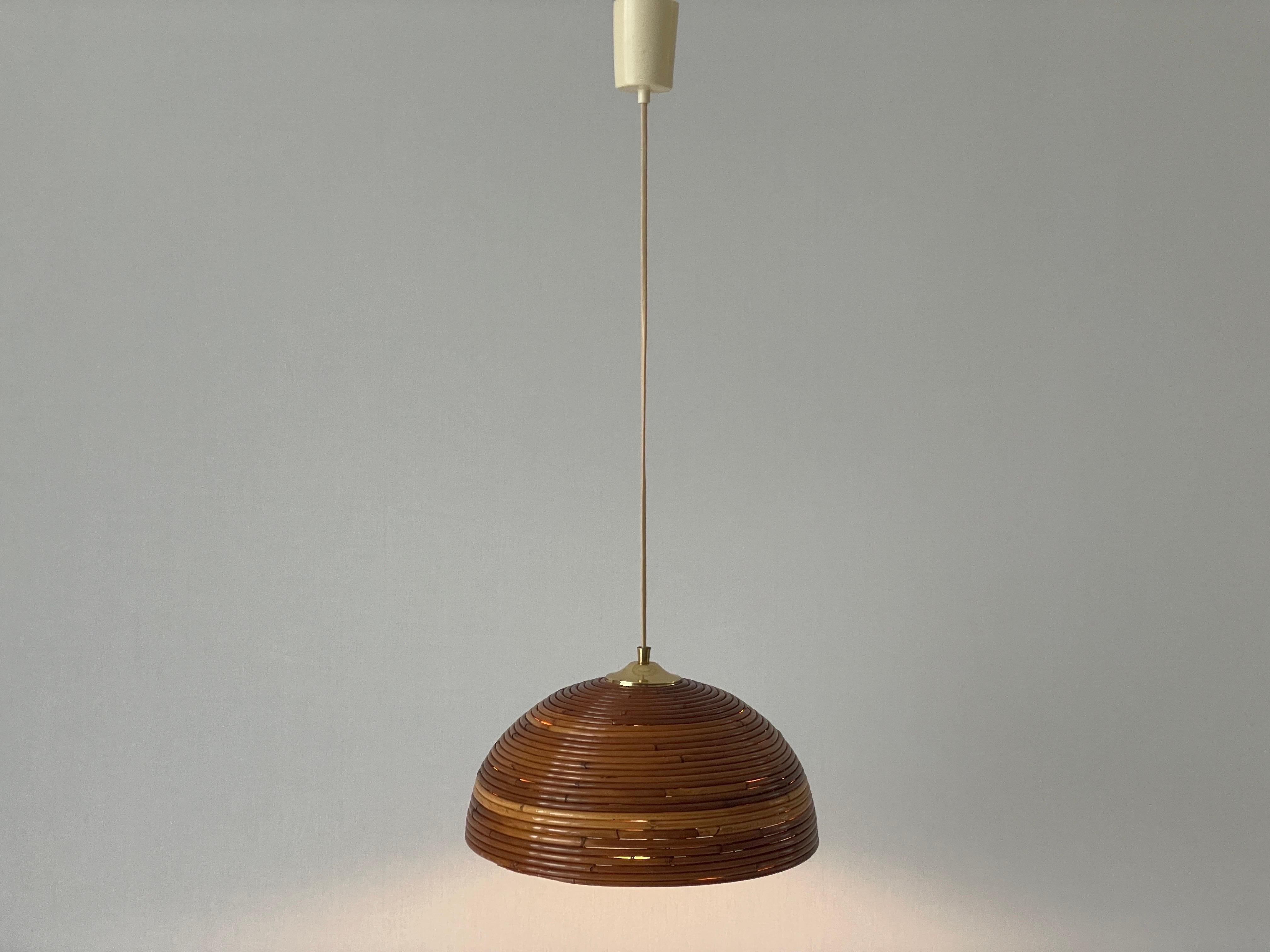 Mushroom Shaped Bamboo Pendant Lamp, 1960s, Germany For Sale 6