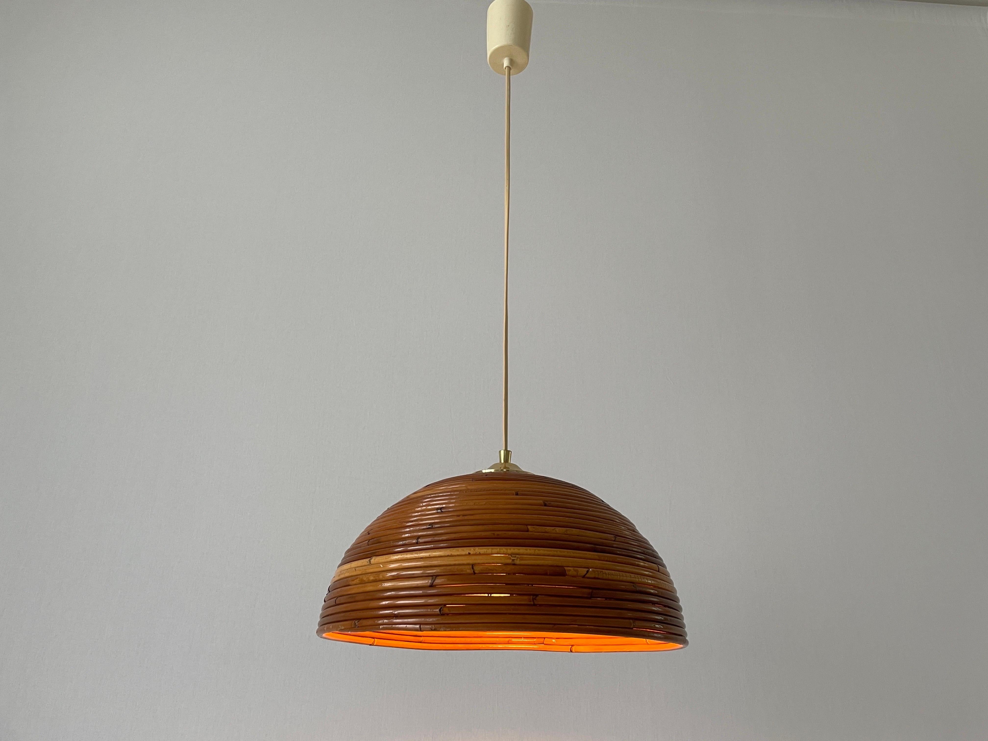 Mushroom Shaped Bamboo Pendant Lamp, 1960s, Germany For Sale 8