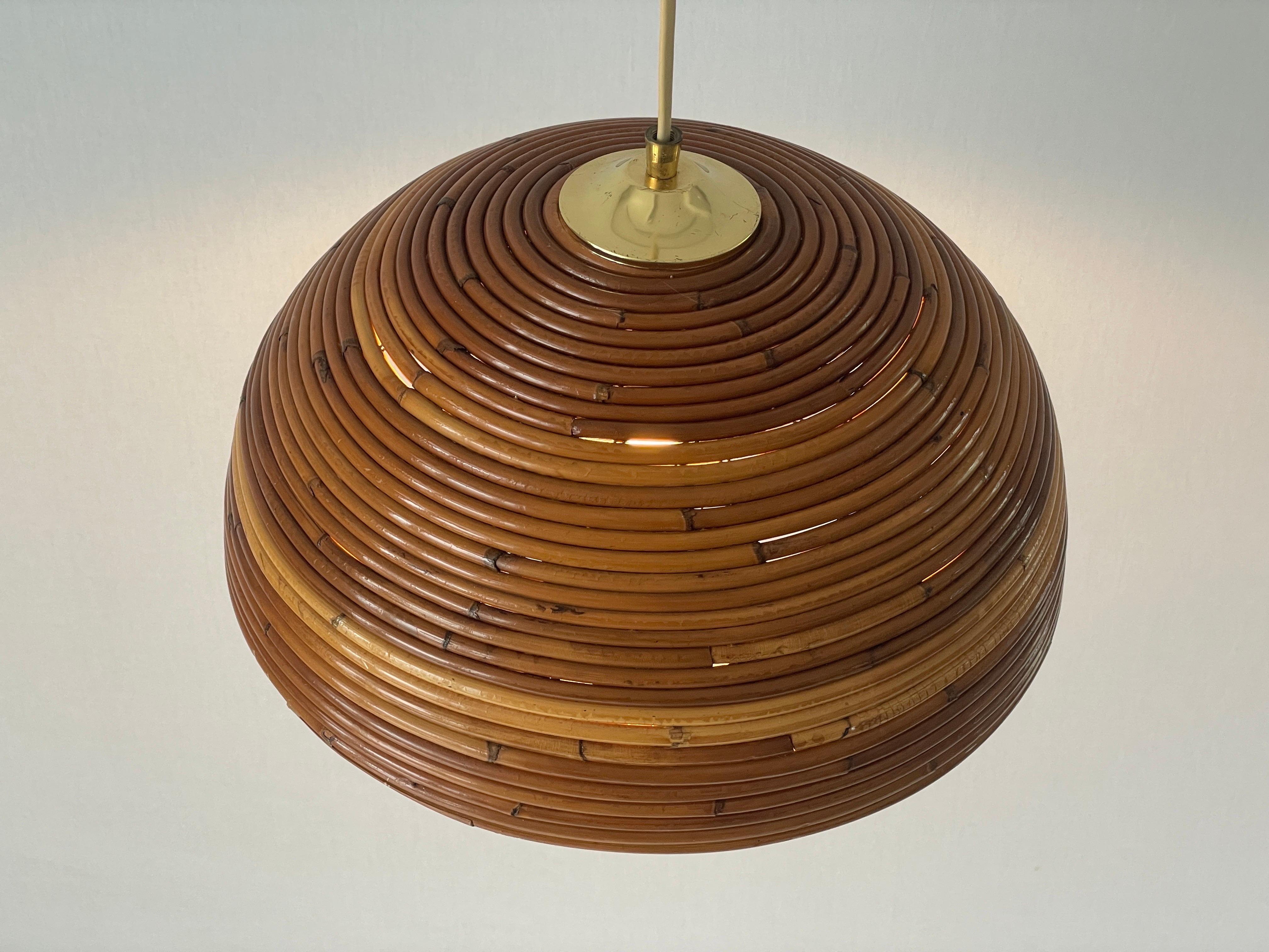 Mushroom Shaped Bamboo Pendant Lamp, 1960s, Germany For Sale 1