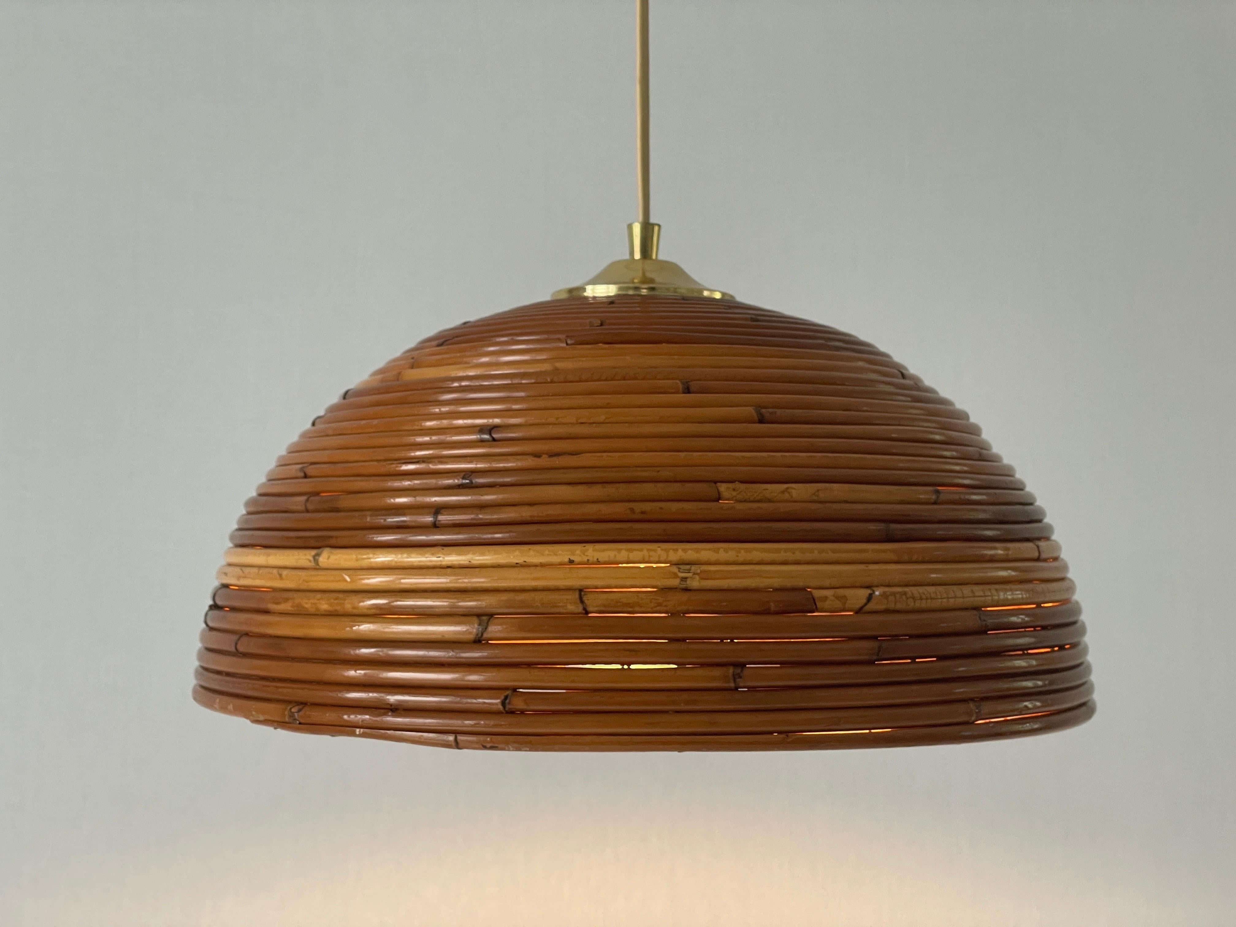 Mushroom Shaped Bamboo Pendant Lamp, 1960s, Germany For Sale 2
