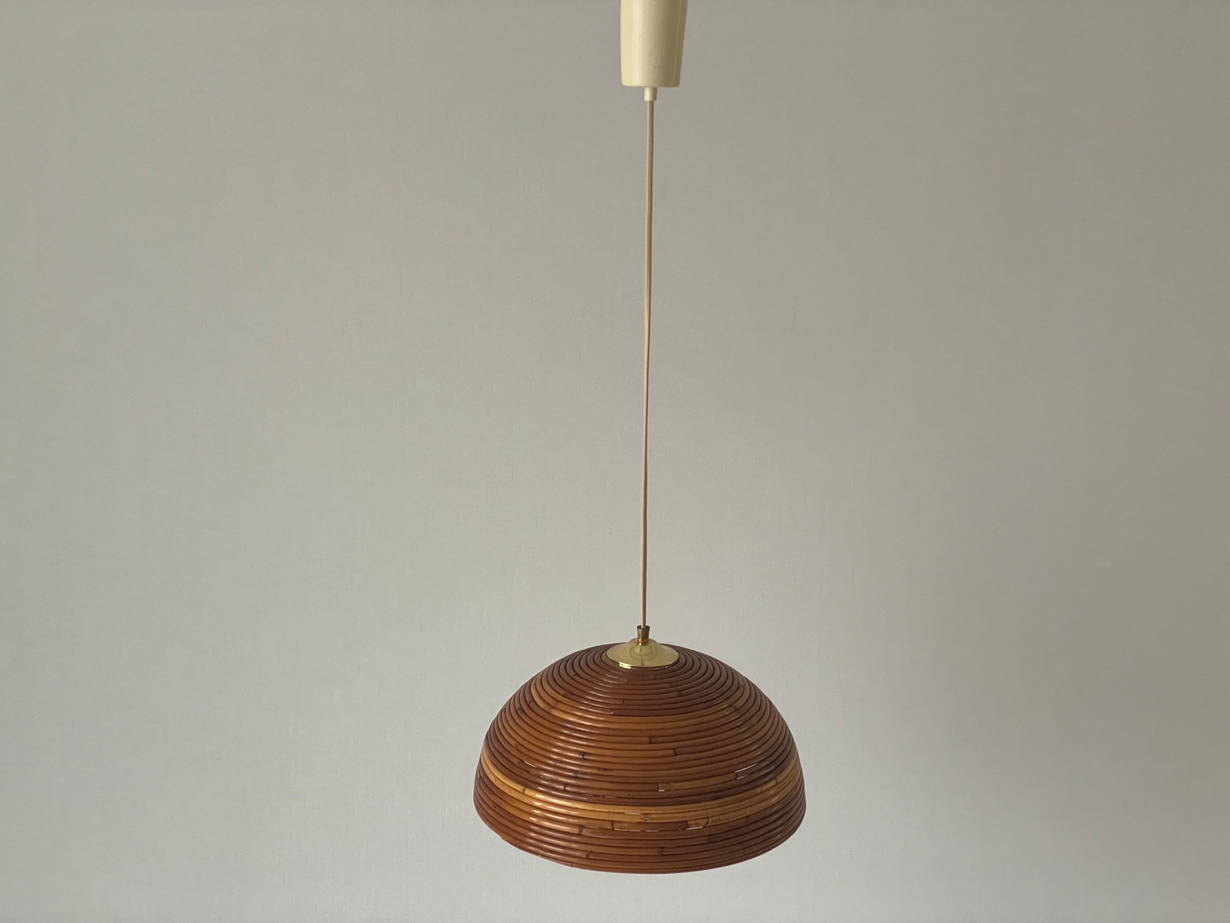 Mushroom Shaped Bamboo Pendant Lamp, 1960s, Germany For Sale 3