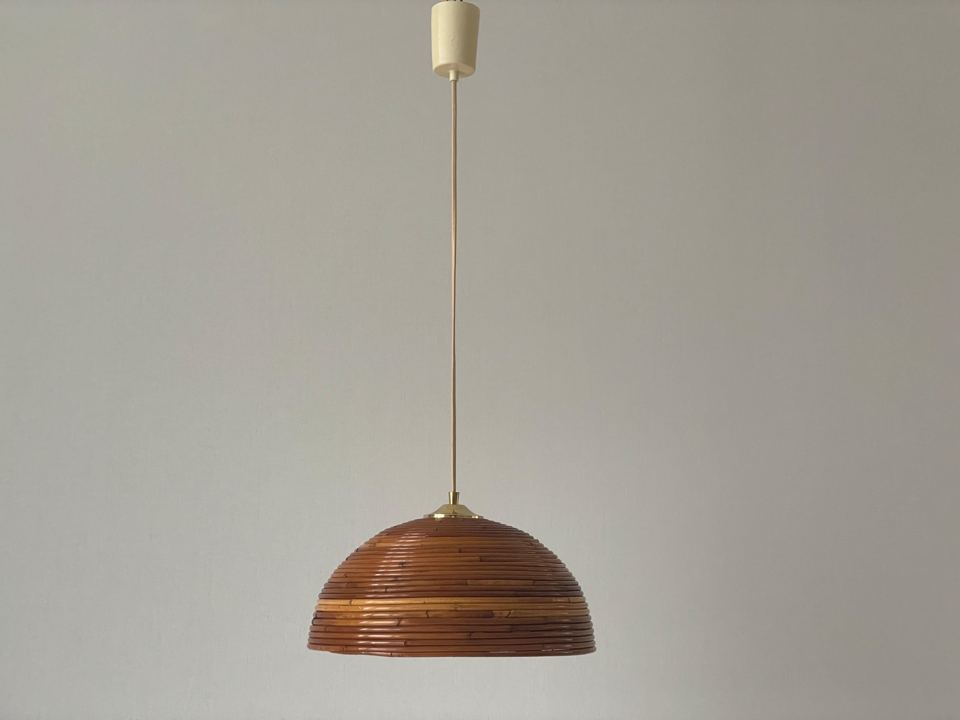 Mushroom Shaped Bamboo Pendant Lamp, 1960s, Germany For Sale 4