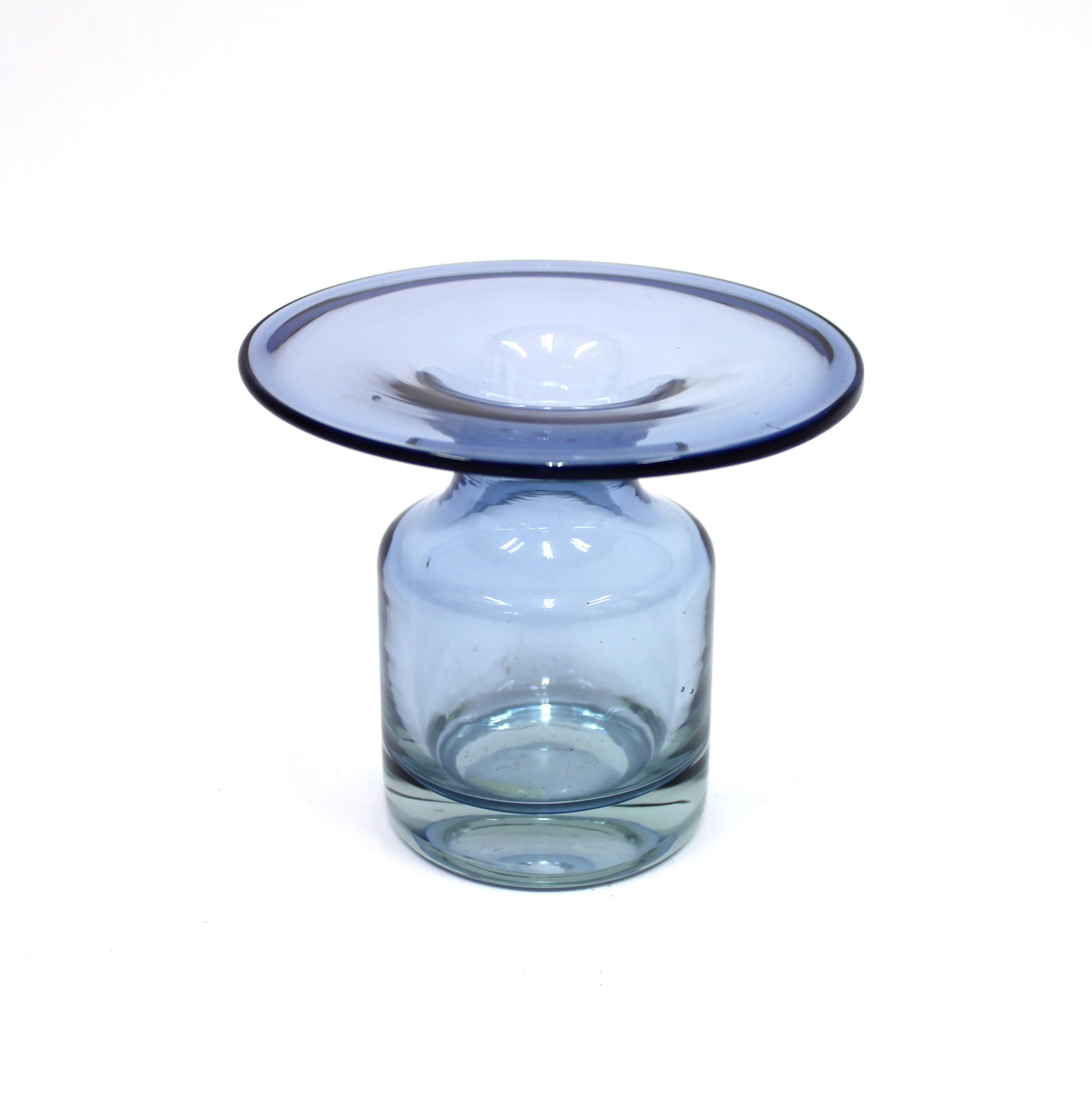 Small clear blue vase by Finnish master Tapio Wirkkala for Iittala. Made in the 1960s. Marked 