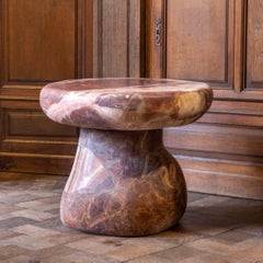 Mushroom Side Table Stool in Volcanic Onyx by Brandi Howe, Unique, Organic Shape