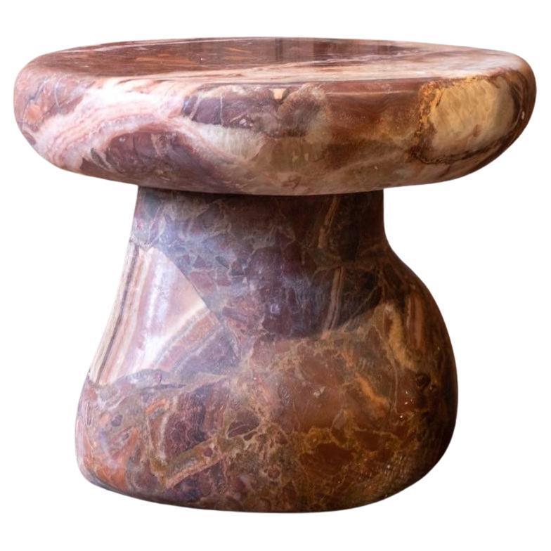 Mushroom Side Table Stool in Volcanic Onyx by Brandi Howe, Unique, Organic Shape For Sale