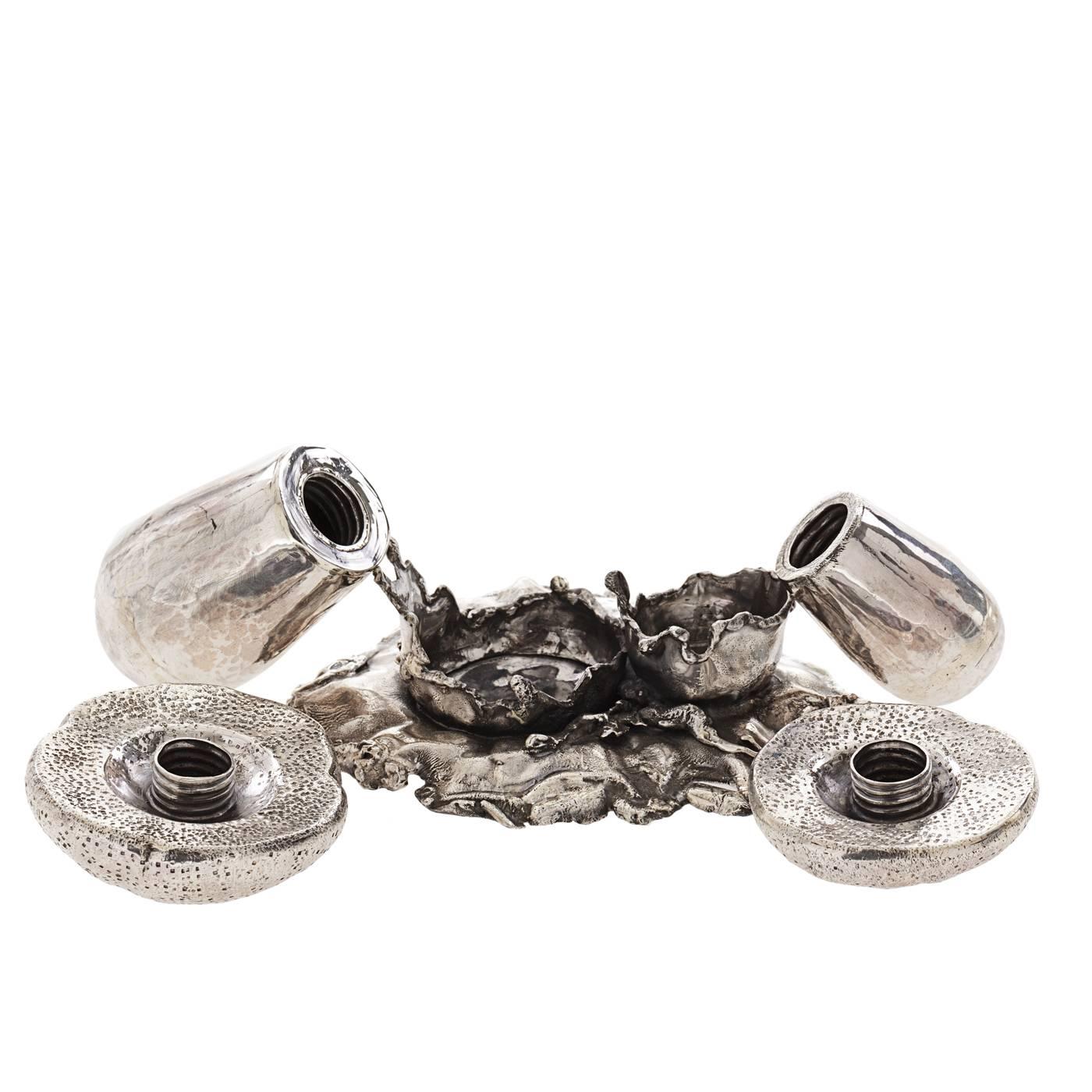 Italian Mushroom Sterling Silver Salt and Pepper Cellar - Set of 4 Pieces for William