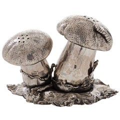 Mushroom Sterling Silver Salt and Pepper Cellar - Set of 4 Pieces for William