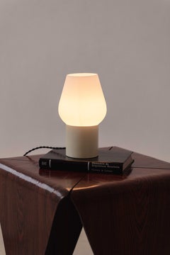 Mushroom style Table Lamp, Unknown Artist, Steel and Opaline Glass, 1960s