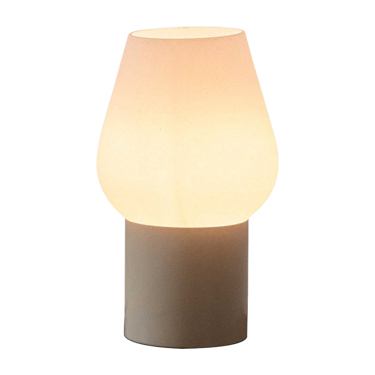 Lampe de bureau de style champignon, artiste inconnu, acier et verre opalin, années 1960