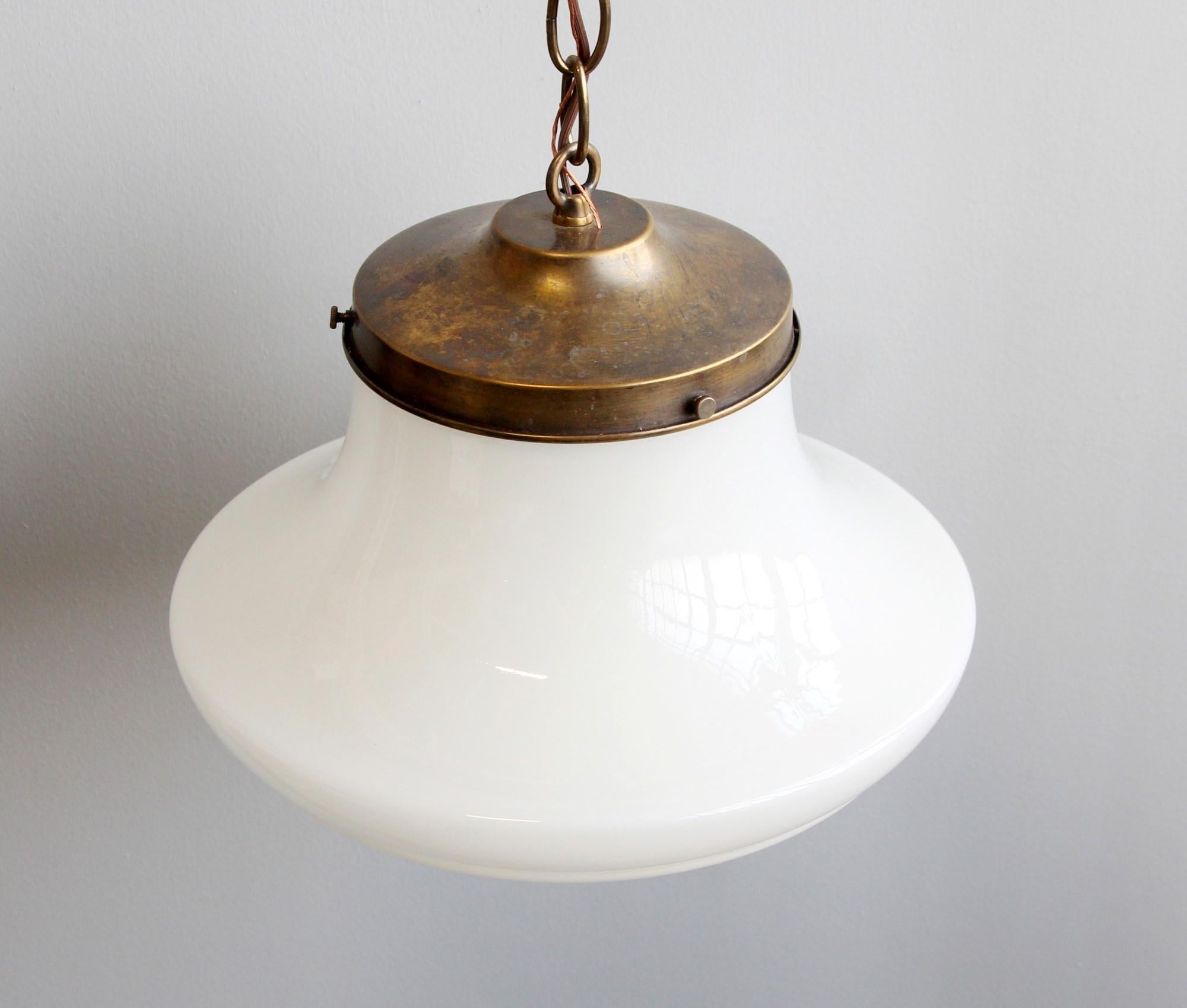 Industrial Mushroom Style White School House Globe Pendant Light